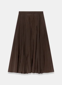 Brown A Line Midi Skirt