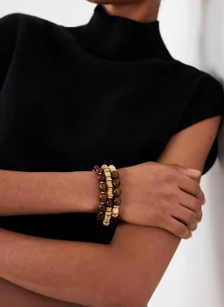 Brown Beaded Bracelet Set