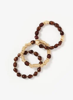 Brown Beaded Bracelet Set