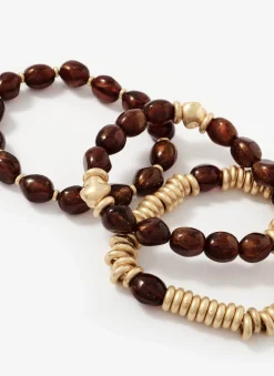 Brown Beaded Bracelet Set