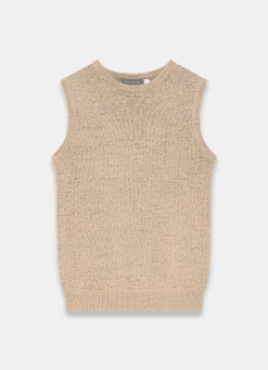 Brown Cotton Blend Knit Top