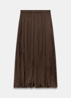 Brown Crinkle Maxi Skirt
