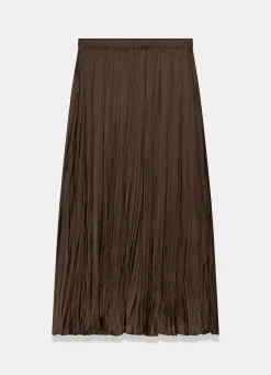 Brown Crinkle Maxi Skirt