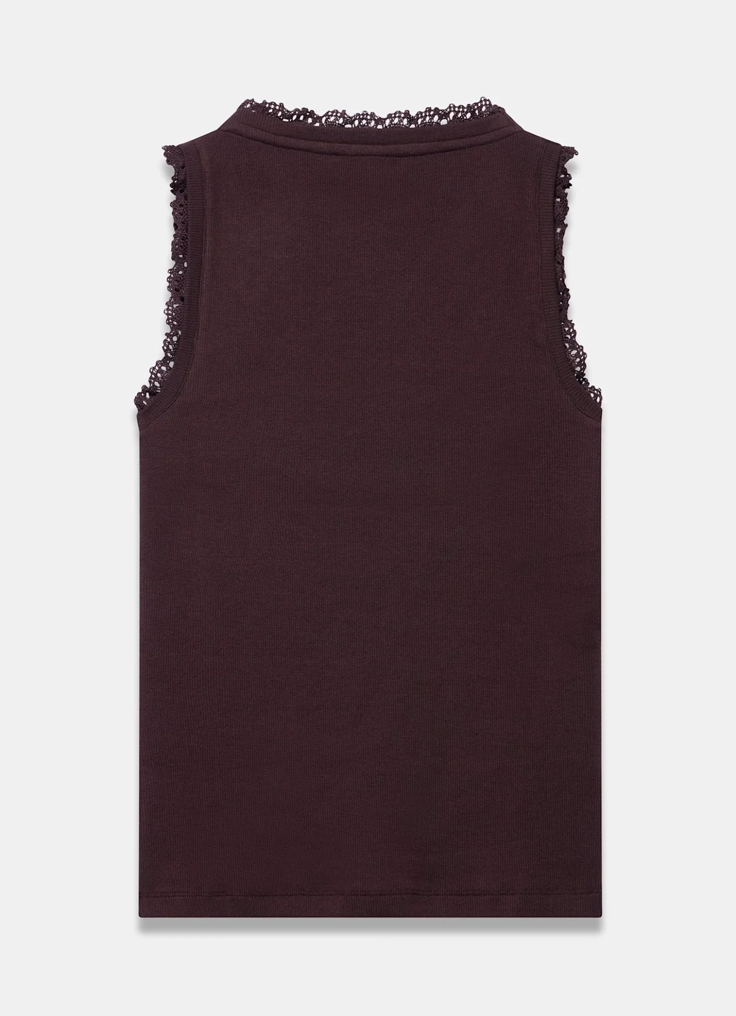 Brown Crochet Trim Vest Top