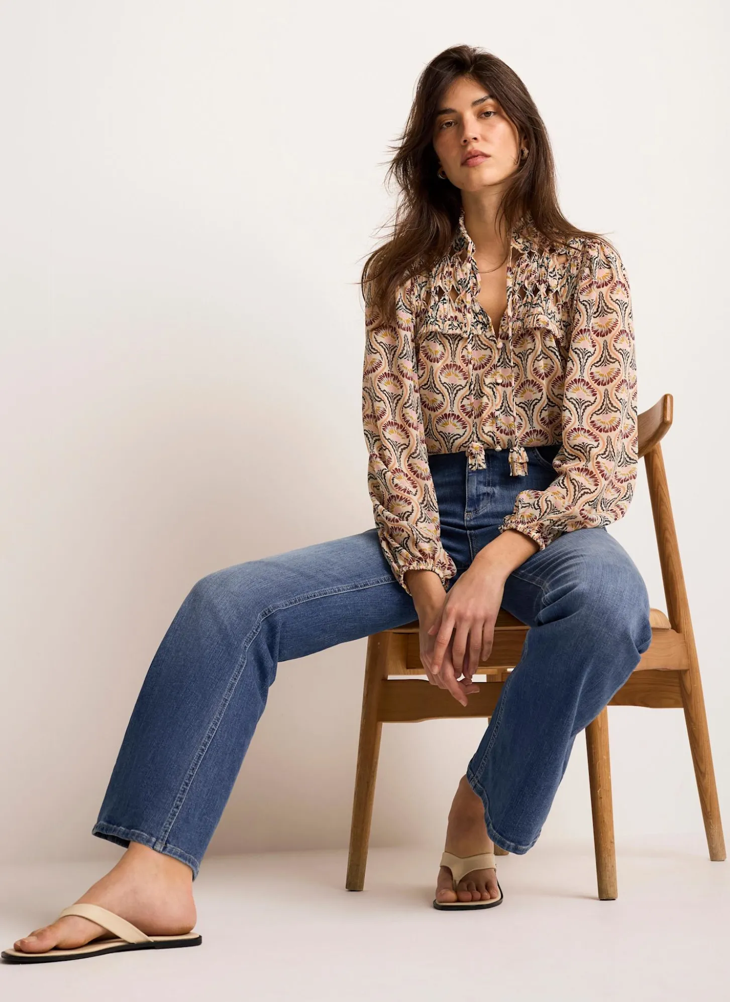 Brown Floral Print Blouse