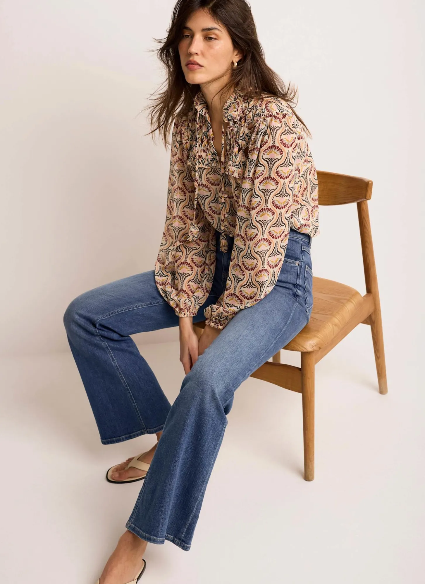 Brown Floral Print Blouse