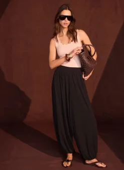 Brown Jersey Balloon Trousers