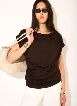 Brown Layered Drape Top