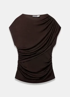 Brown Layered Drape Top