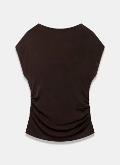 Brown Layered Drape Top