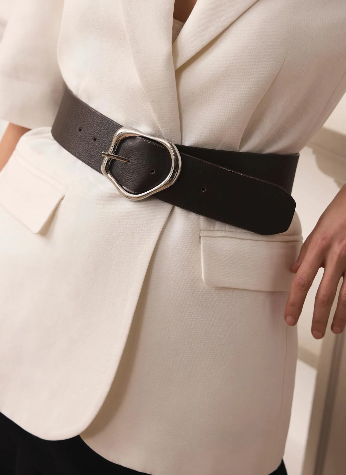 Brown Leather Wide Belt