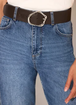 Brown Leather Wide Belt