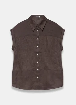 Brown Linen Blend Shirt