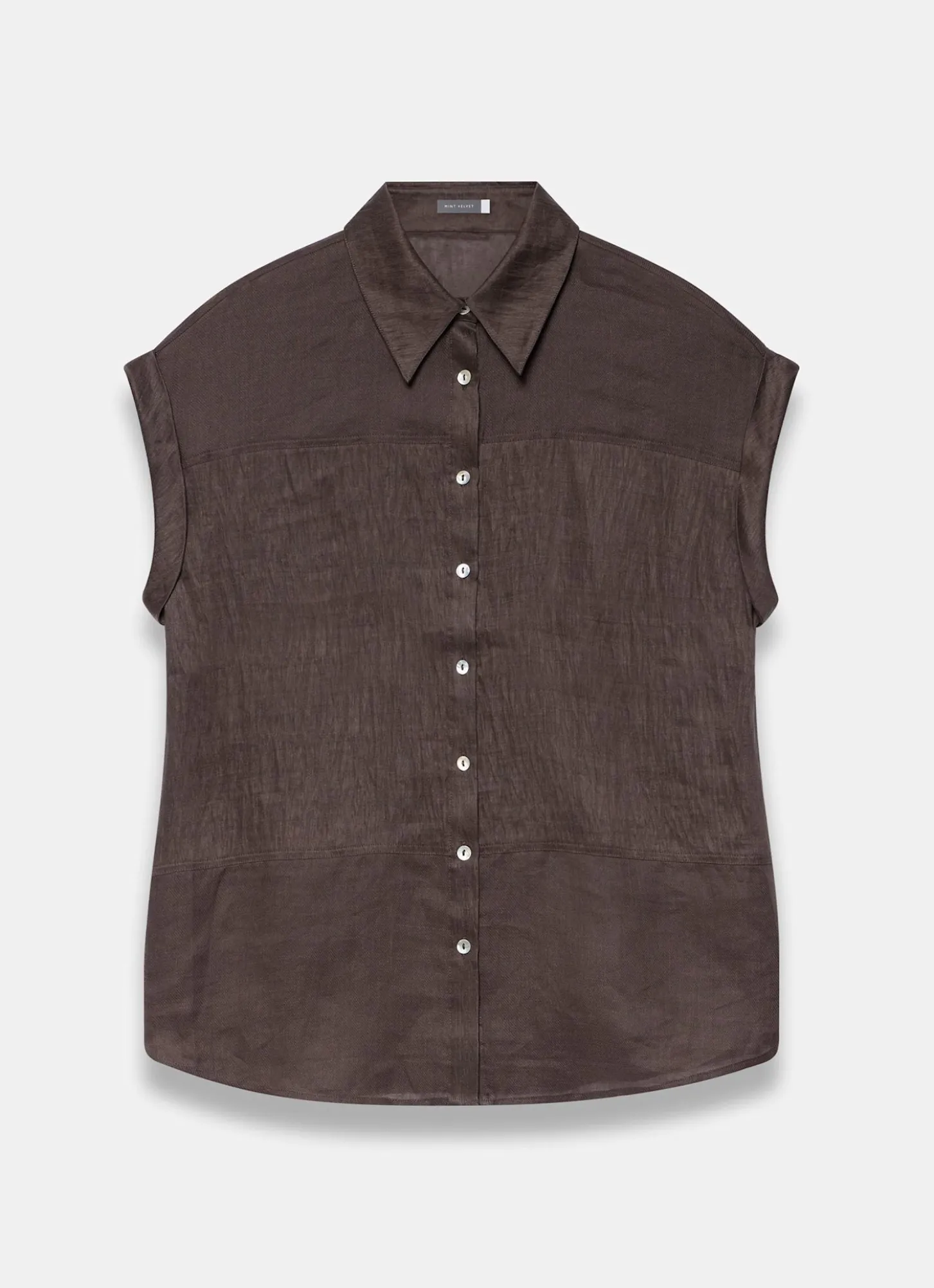 Brown Linen Blend Shirt