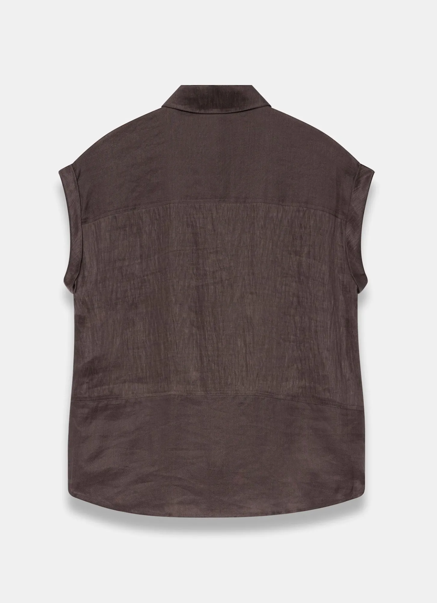 Brown Linen Blend Shirt