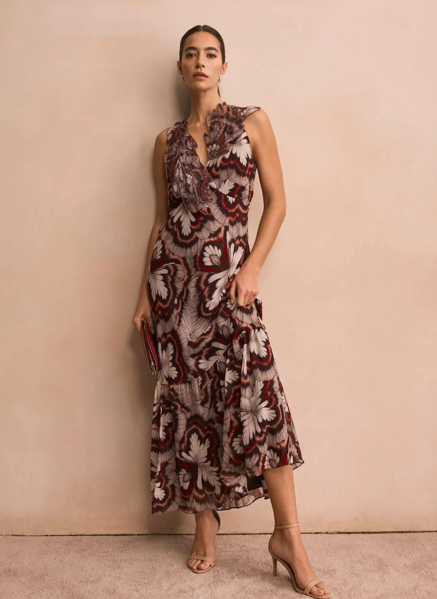 Brown Printed Maxi Dress