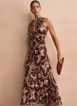 Brown Printed Maxi Dress