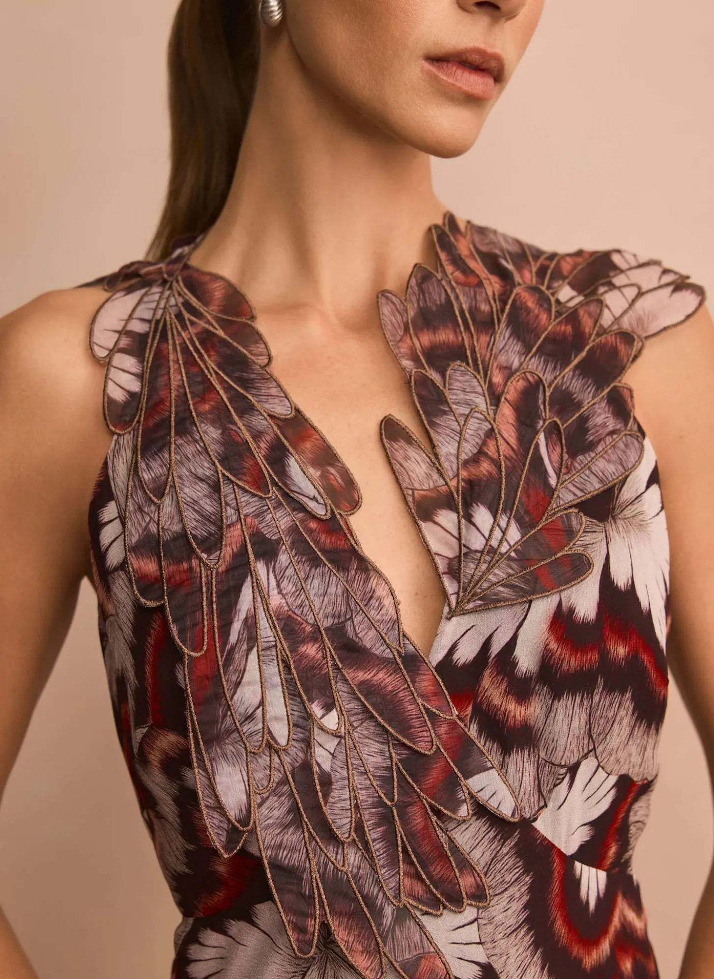 Brown Printed Maxi Dress