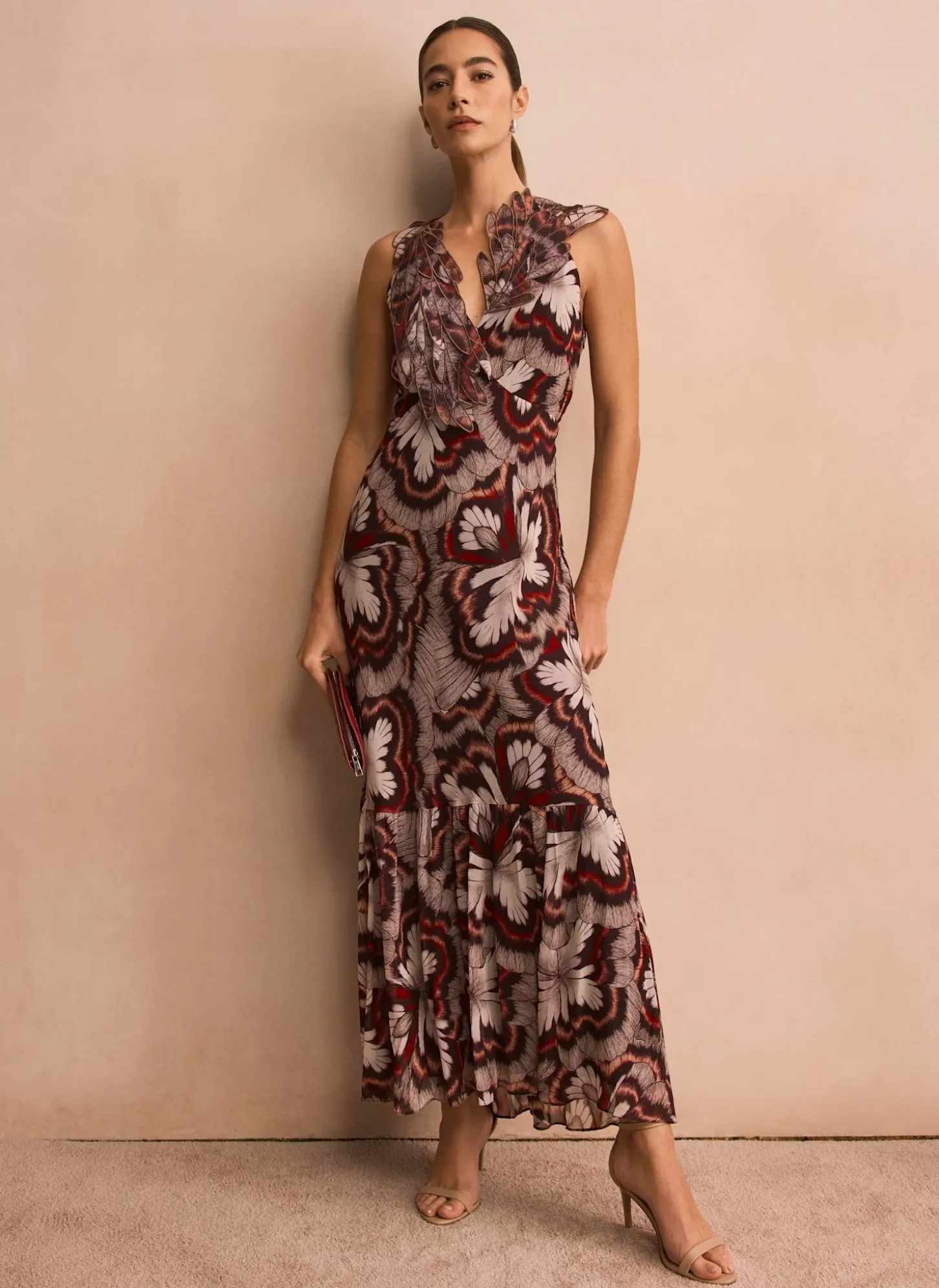 Brown Printed Maxi Dress