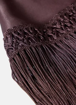Brown Satin Fringe Waist Scarf