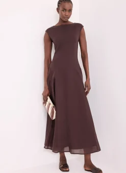 Brown Sleeveless Midi Dress