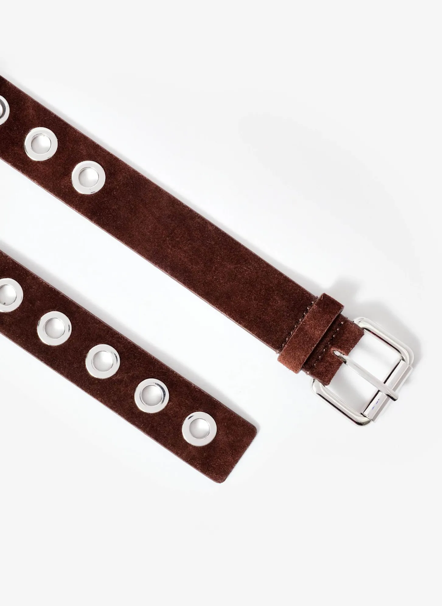 Brown Suede Eyelet Belt