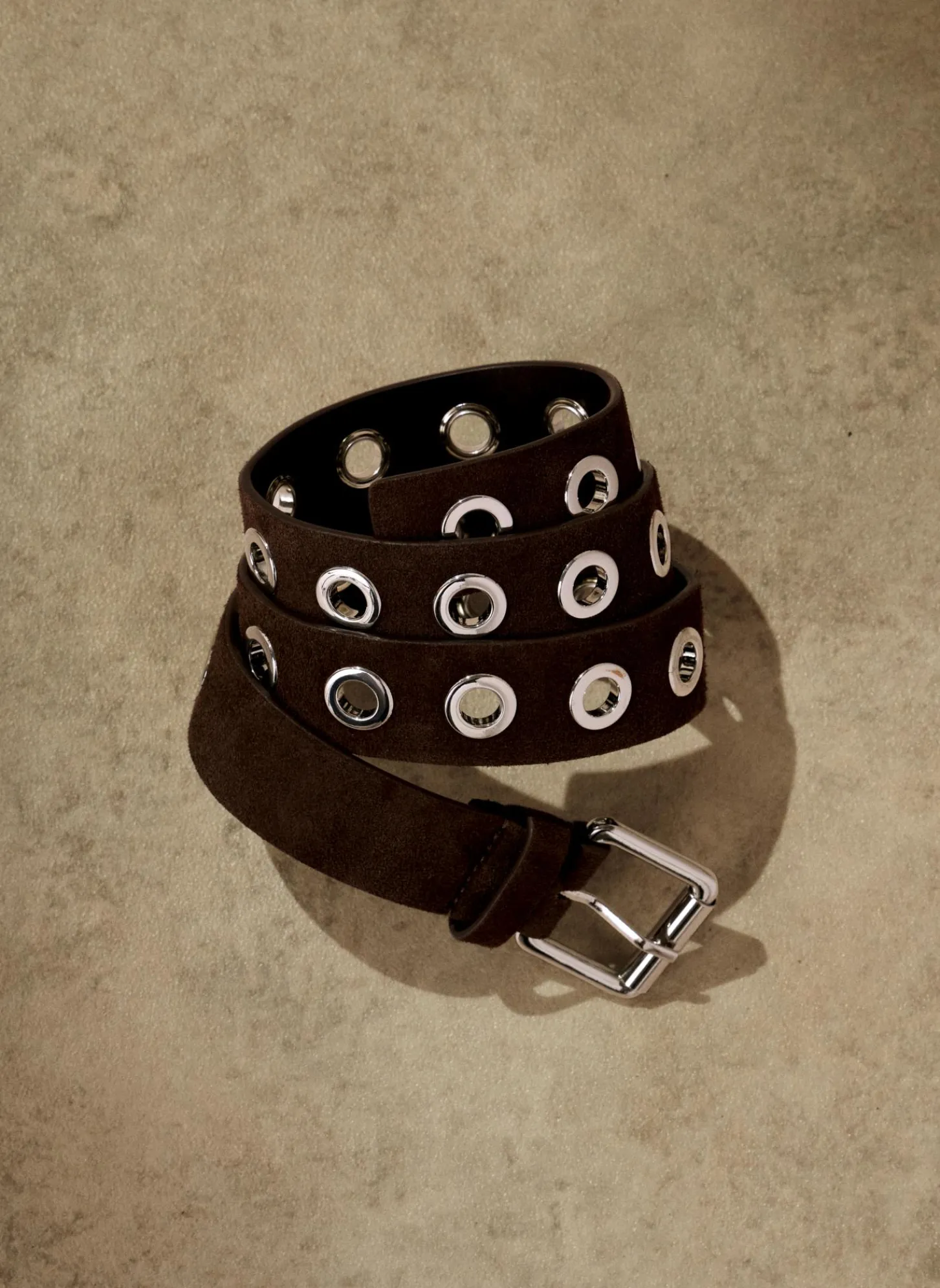 Brown Suede Eyelet Belt