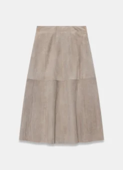 Brown Suede Midi Skirt
