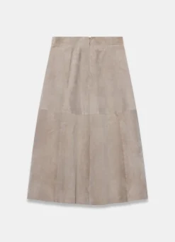 Brown Suede Midi Skirt