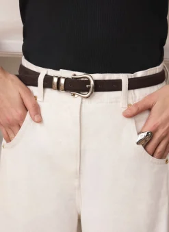 Brown Suede Slim Belt