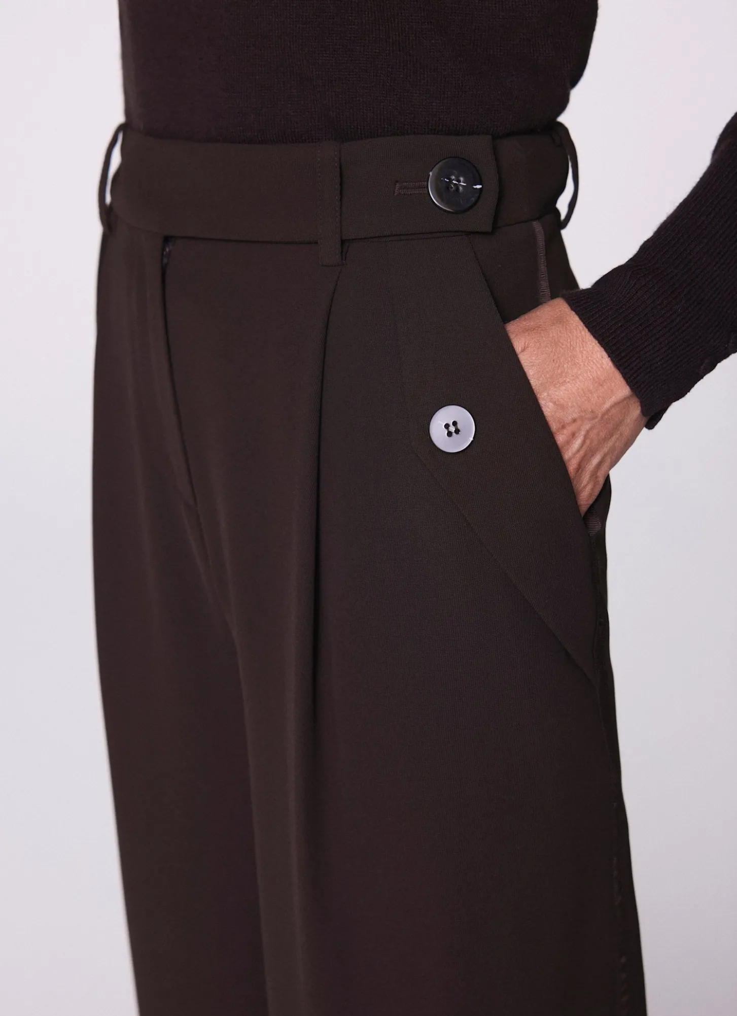 Brown Tailored Wide Trousers