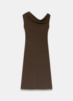 Brown Tie Detail Midi Dress