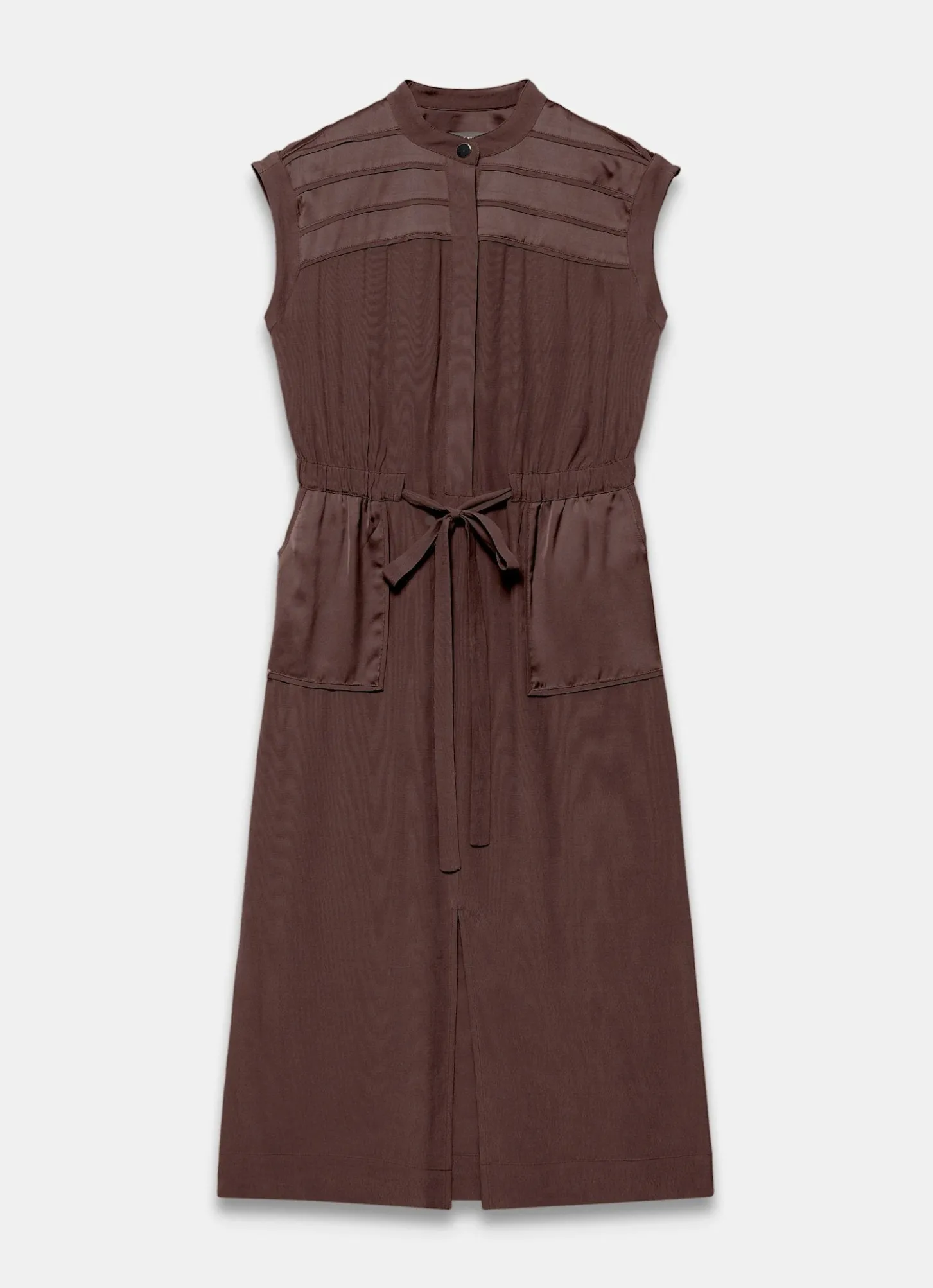Brown Utility Midi Shirt Dress