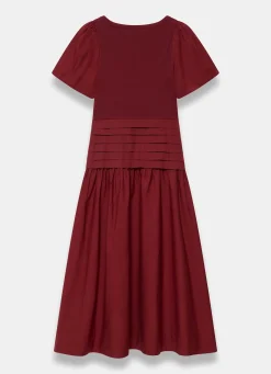 Burgundy Cotton Blend Maxi Dress