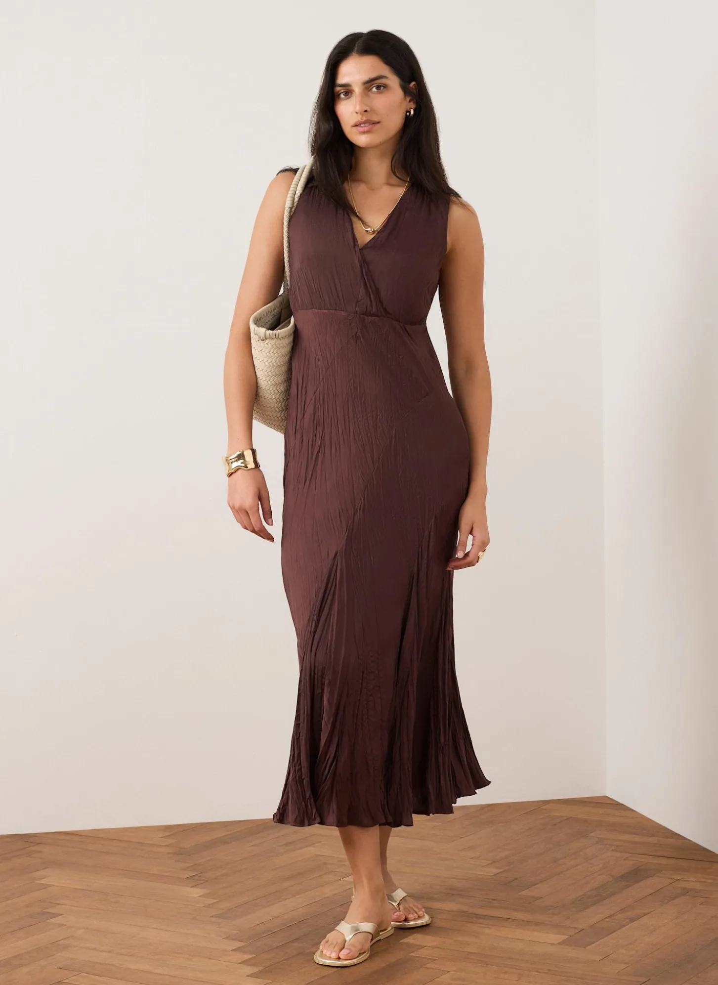 Burgundy Crinkle Maxi Dress