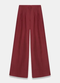 Burgundy Darted Wide Leg Trousers