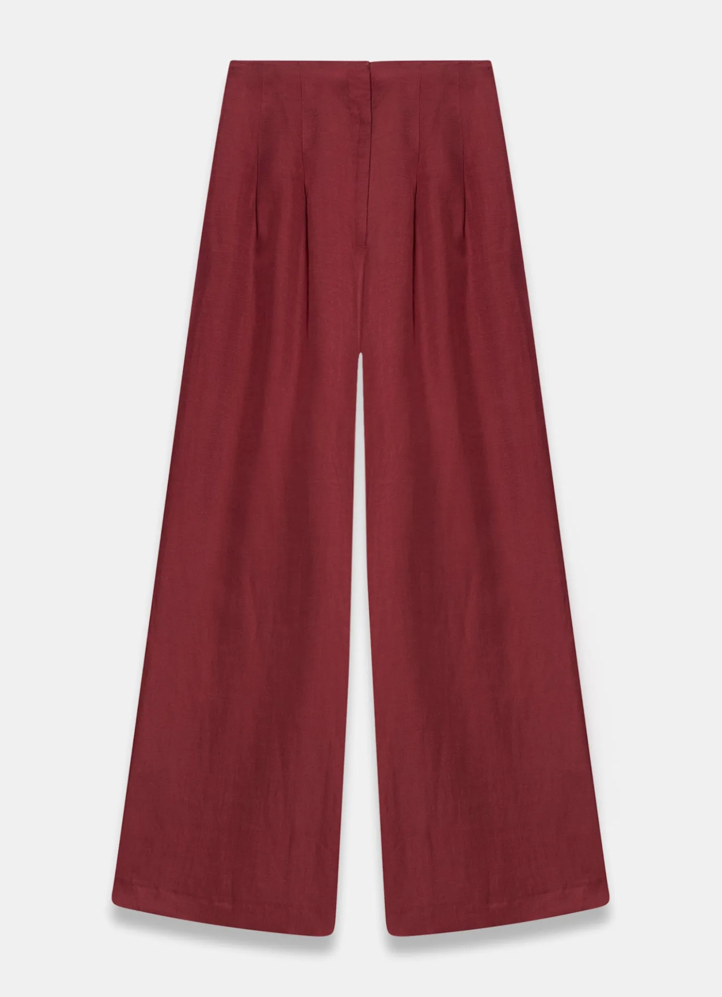 Burgundy Darted Wide Leg Trousers
