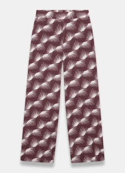 Burgundy Graphic Print Wide Leg Trousers