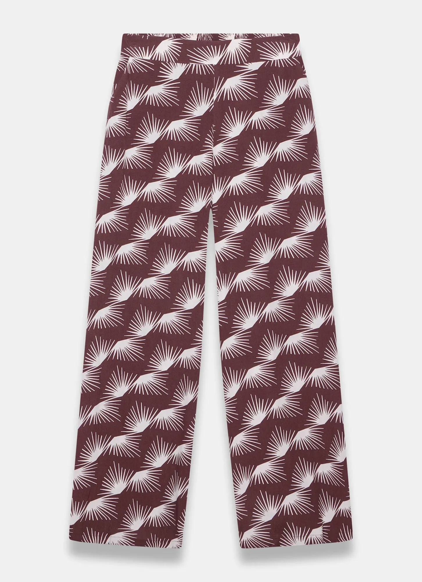 Burgundy Graphic Print Wide Leg Trousers