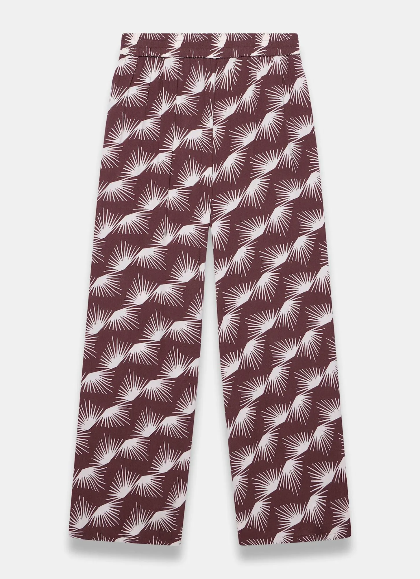 Burgundy Graphic Print Wide Leg Trousers
