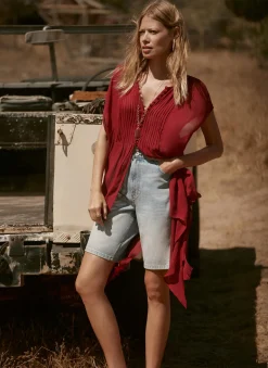 Burgundy Handkerchief Hemline Top