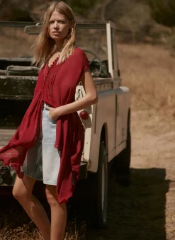 Burgundy Handkerchief Hemline Top