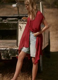 Burgundy Handkerchief Hemline Top