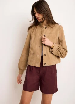 Burgundy Linen Blend Shorts