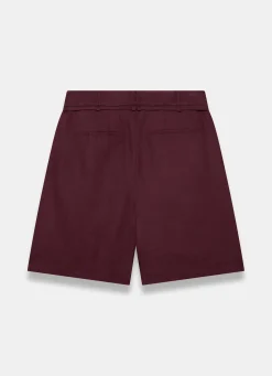 Burgundy Linen Blend Shorts