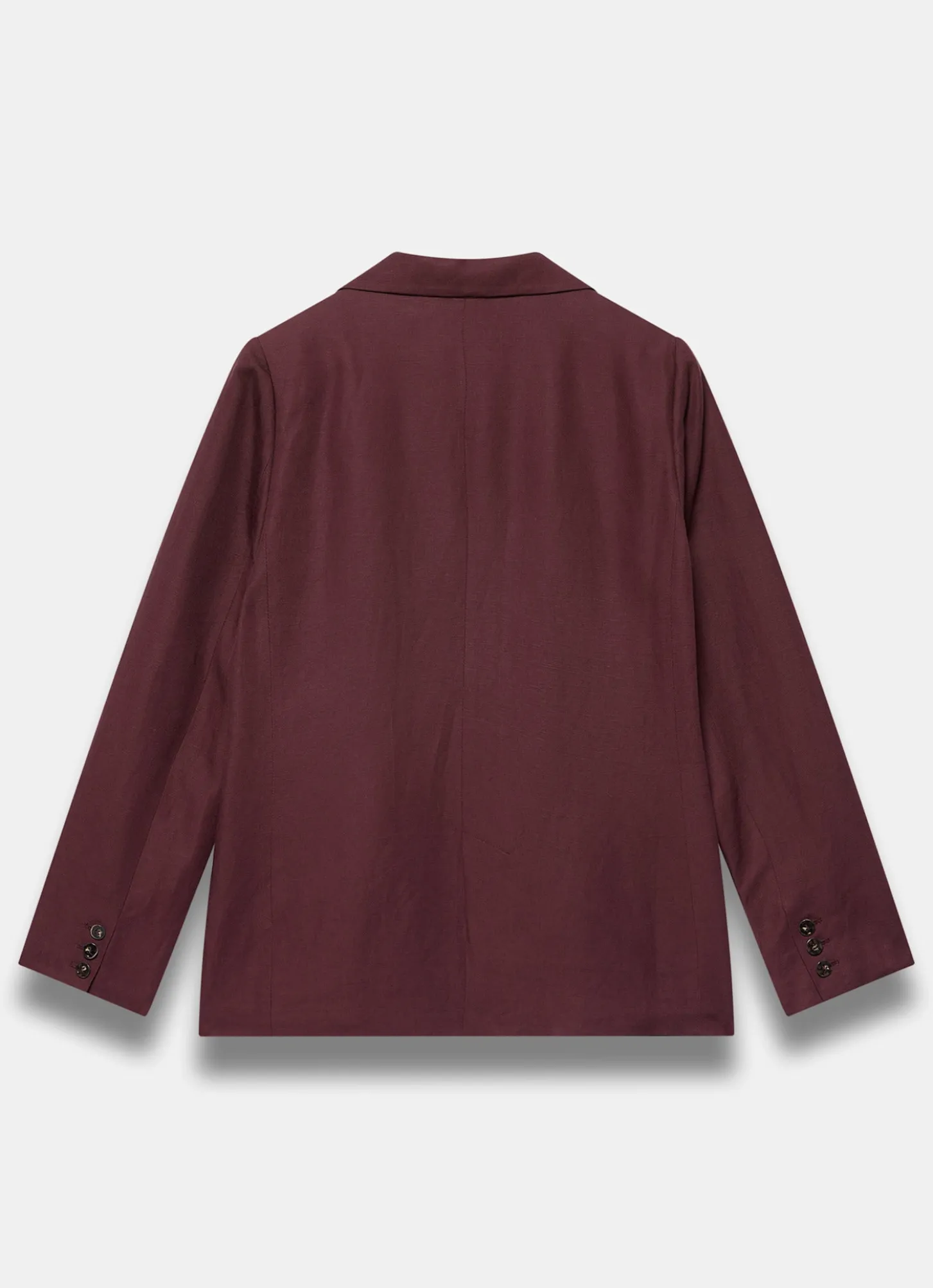 Burgundy Linen Blend Single Breasted Blazer