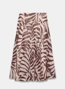 Burgundy Palm Print Maxi Skirt