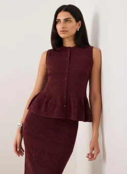 Burgundy Peplum Knit Top