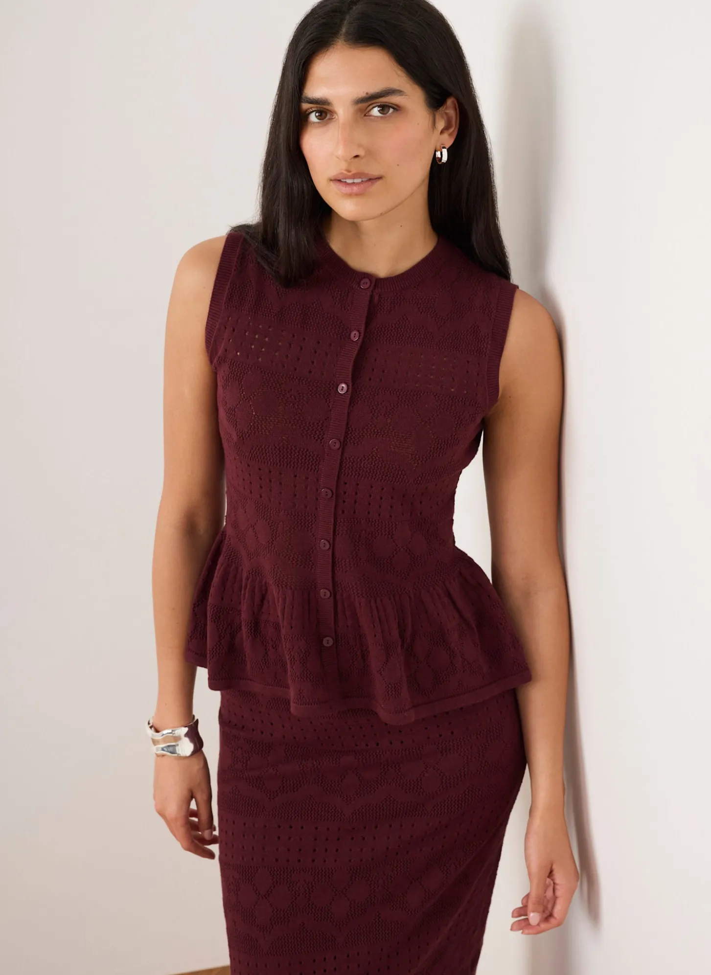 Burgundy Peplum Knit Top