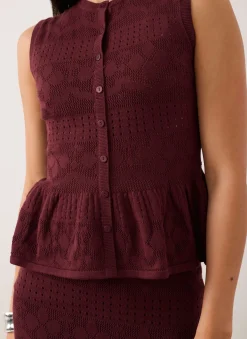Burgundy Peplum Knit Top